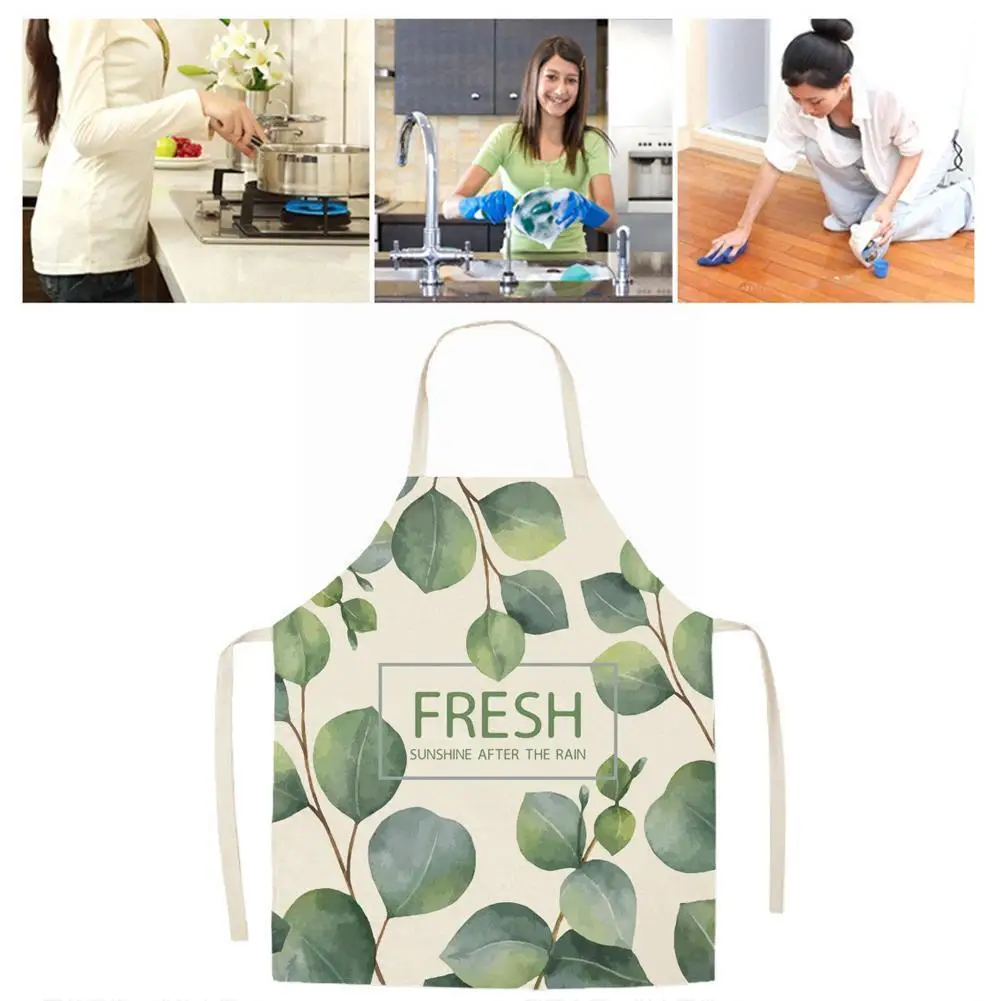 

1pc Kitchen Polyester For Woman Multicolor Pattern 65*75cm Simplicity Sleeveless Linen Aprons Cooking Cotton Cleaning Tools K7y4