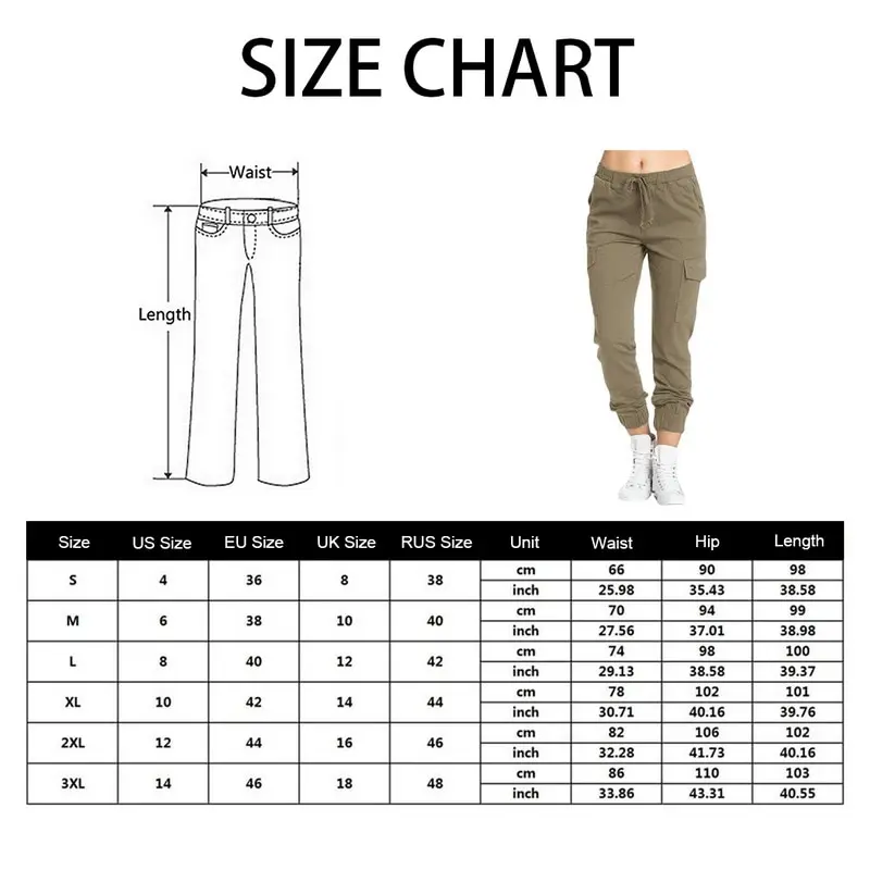 

Pants Woman High Waist Pants Solid Loose Cargo Pants Pockets Drawstring Joggers Trousers Autumn Casual Stretch Joggers