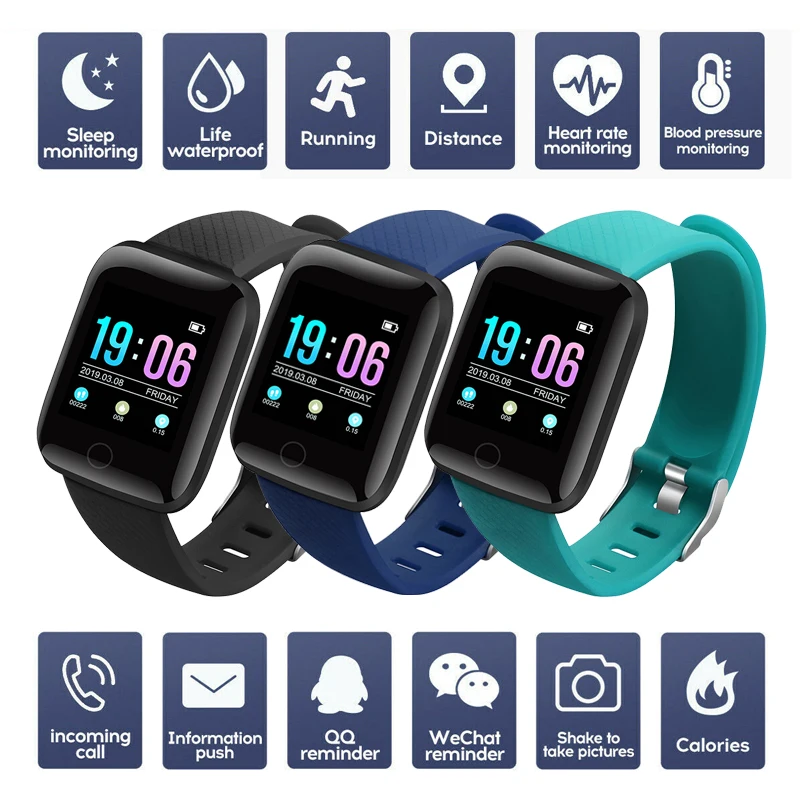 Фитнес трекер часы цифровые для мужчин женщин с монитором артериального