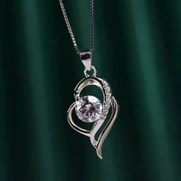 silver jewelry moissanite 1 00ct d vvs heart shaped necklace 925 silver necklace for girlfriend and wife gift