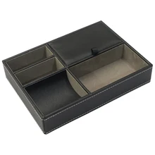 Pu Leather Nightstand Tray Organizer For Men Desk Dressing Room Top Storage Box Jewelry Keys Phone Wallet Watch Accessories