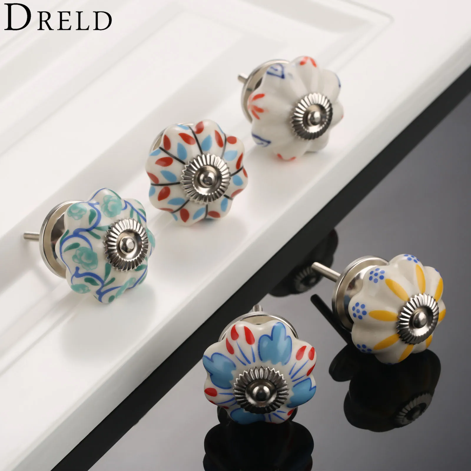 DRELD цветок мебельные ручки керамические шкаф с выдвижными ящиками и Кухня