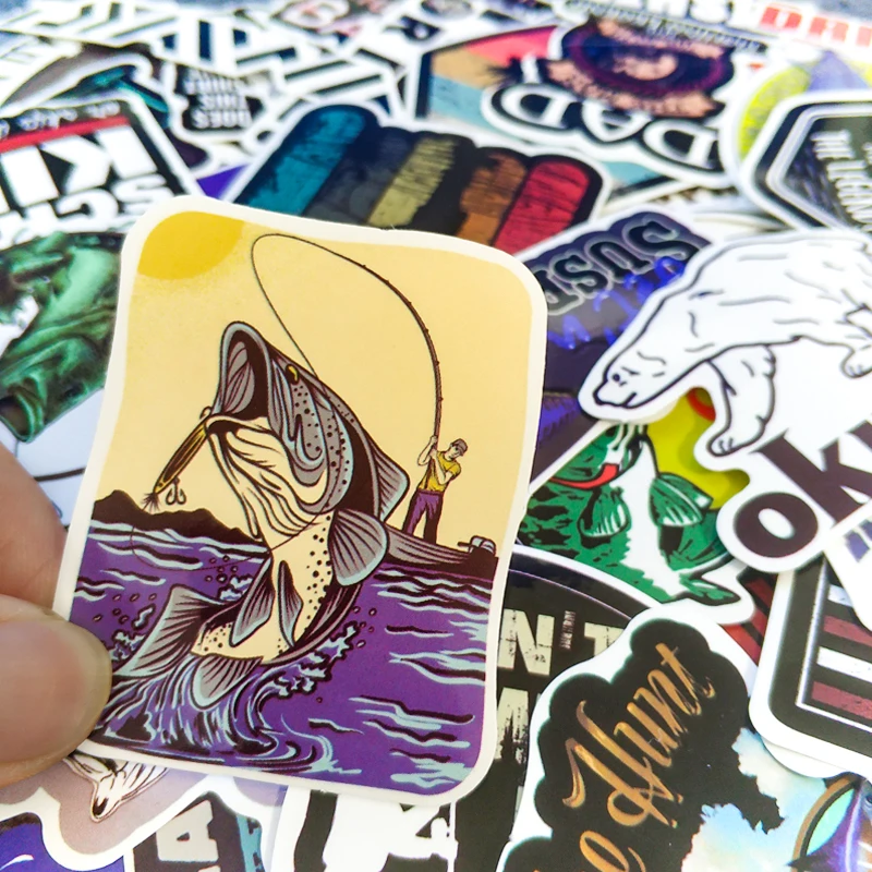 50 шт. забавные креативные ловить рыбу наклейки для окна чемодан Скейтборд