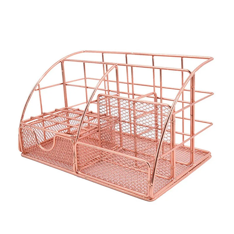 

Fashion Metal Desktop Holder Office Storage Box Pencil Pen Desk Mesh Organizer 22x14x12.5cm E2S