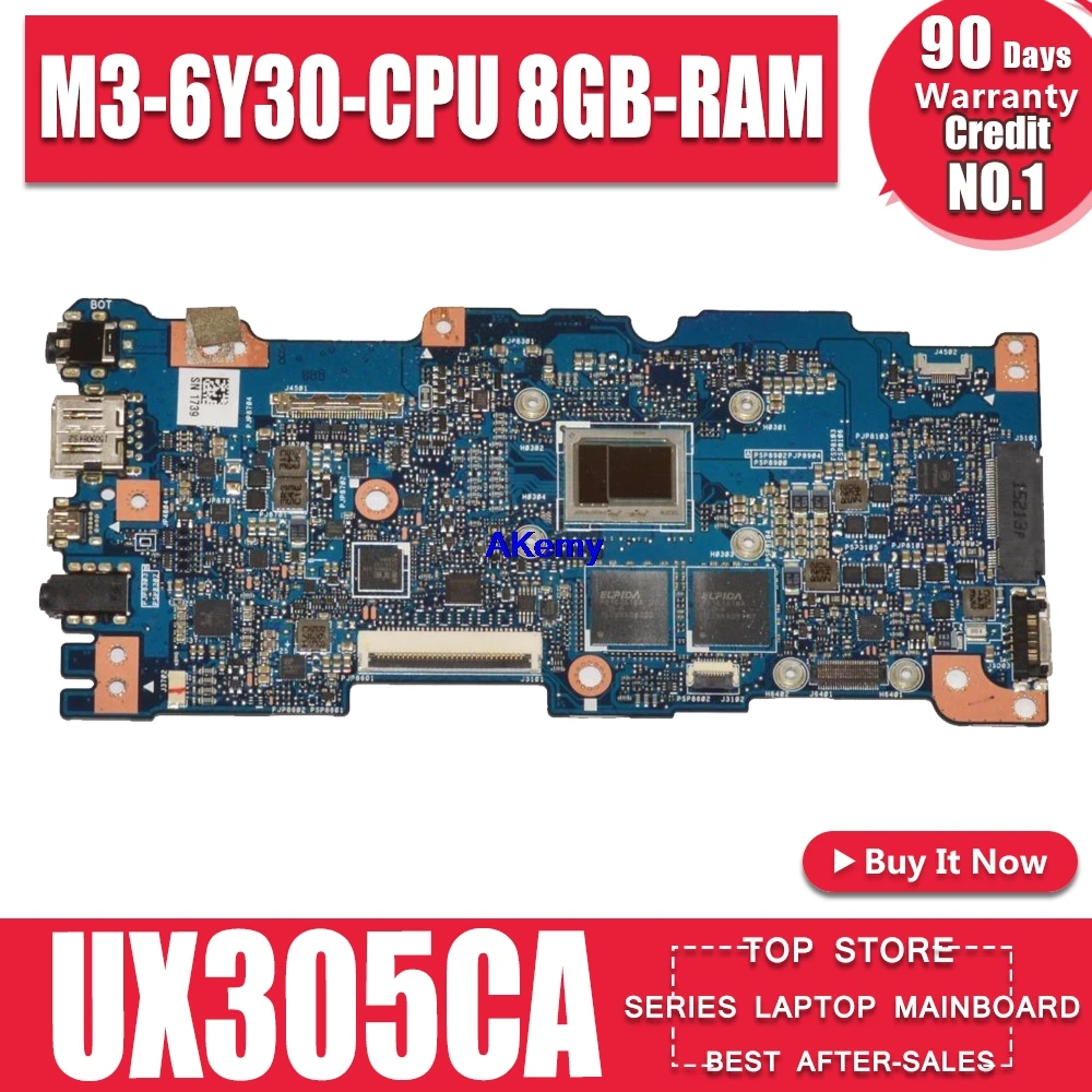 Новинка! UX305CA материнская плата для For Asus UX305C U305C 100% ТЕСТ ОК W/ M3 6Y30 CPU 8GB