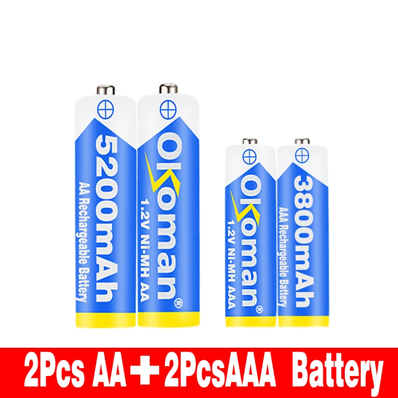 Черный 1,2 v Ni-MH 5200mAh AA Аккумуляторная батарея перезаряжаемая и AAA 3800mAh аккумуляторная батарея для фонарей, пультов дистанционного управления, батарейка для игрушек - Цвет: Черный