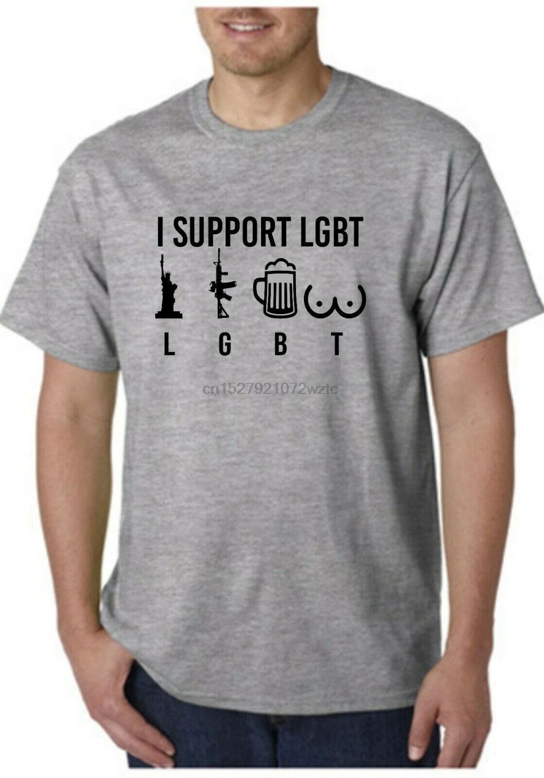 I support LGBT Liberty guns Beer Tits Trump USA забавная футболка Rights|Мужские футболки| |