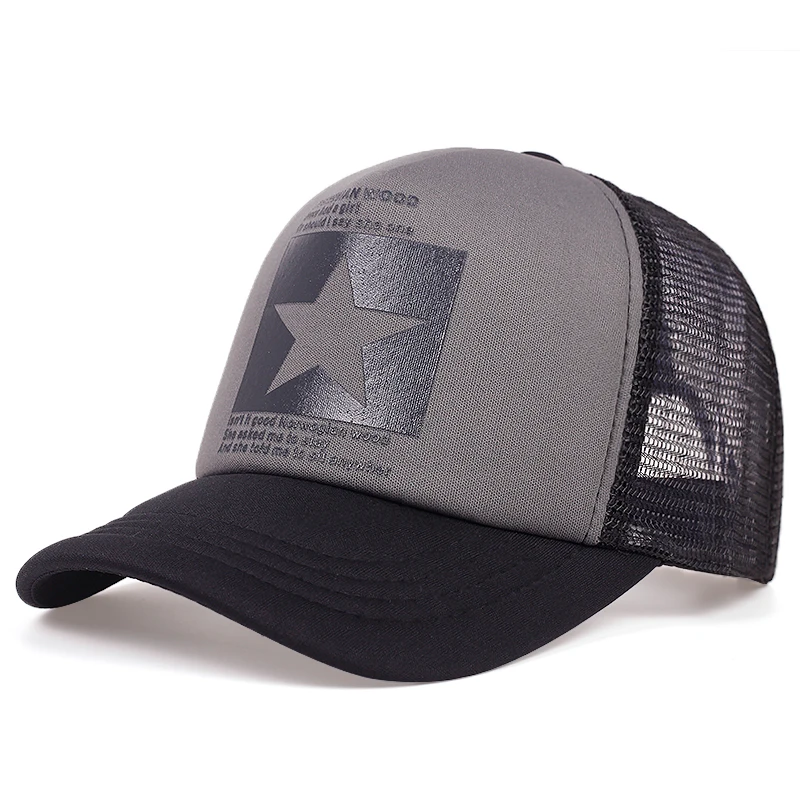 

New Baseball Cap Five-pointed Star Printed Caps Men Women Outdoor Sun Shade Hat Adjustable Wild Hat Spring Summer Breathable Net