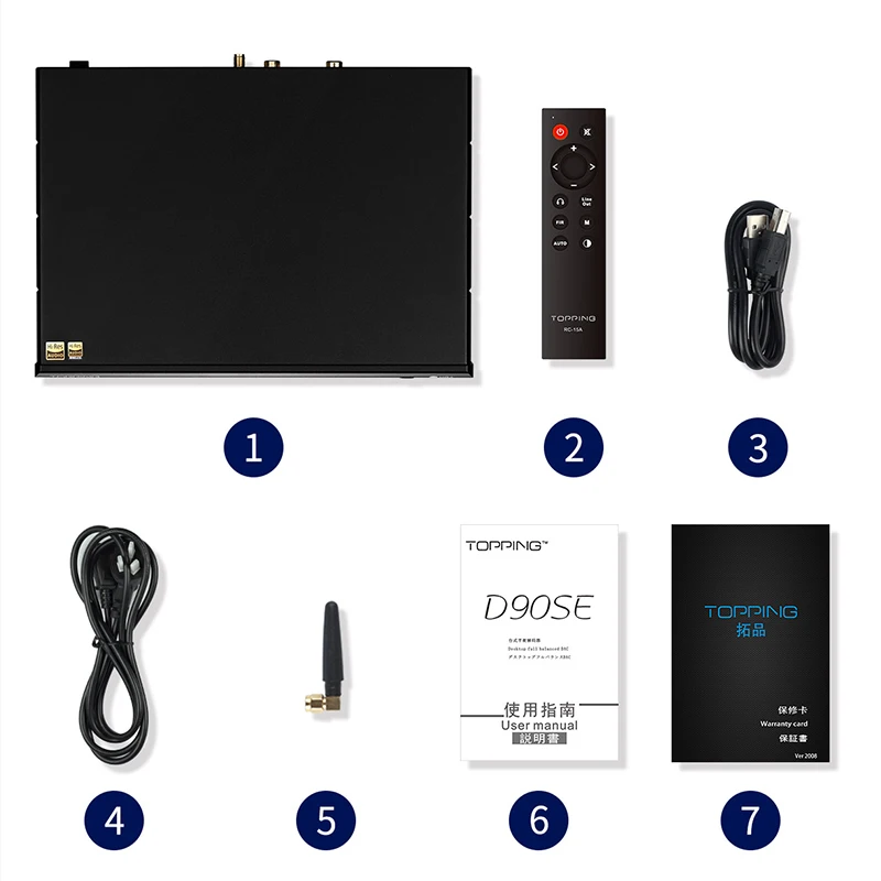 

TOPPING D90SE Bluetooth Fully Balanced MQA DAC ES9038Pro chip Hifi Decoder DSD512 PCM768kHz Remote Control