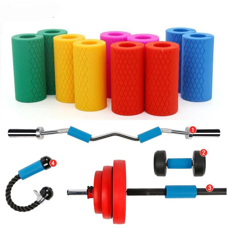 

1pair Barbell Dumbbell Grips Silicone Anti-slip Protect Pad Intensify Pull Up Forearm Weightlifting Fat Grip Support Arm Builder