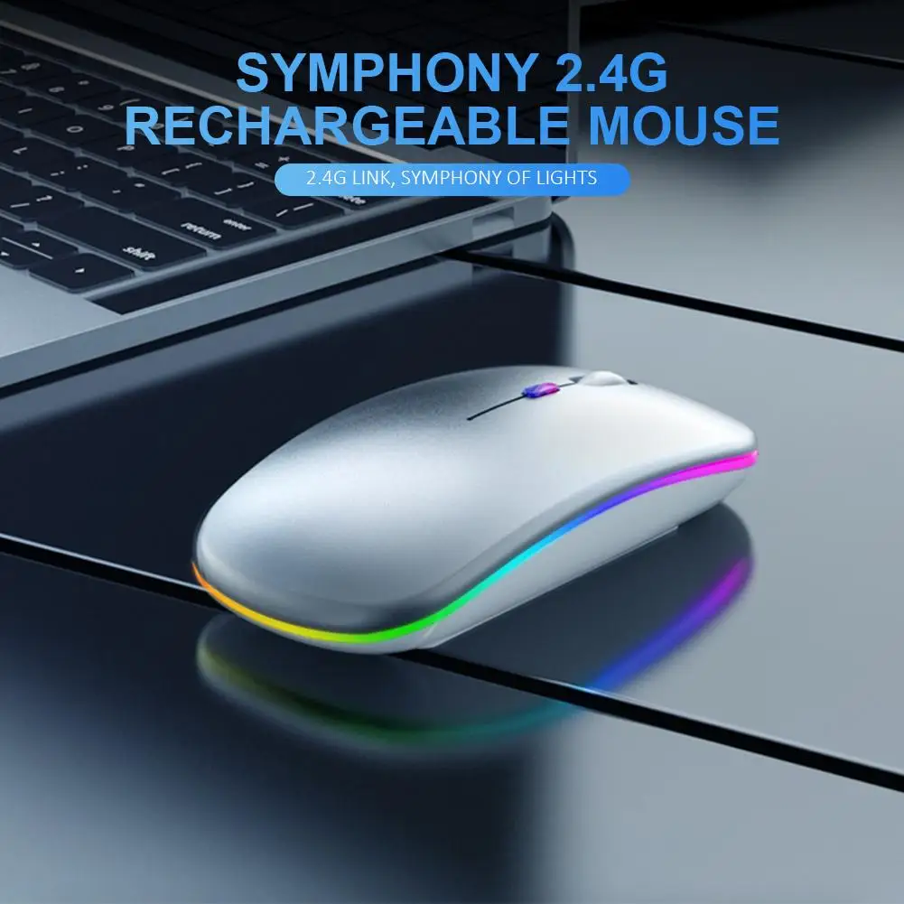 

Wireless Gaming Mouse Rechargeable RGB Luminous Mouse Curosr With 7 Changeable LED Colors For Notebook Computer
