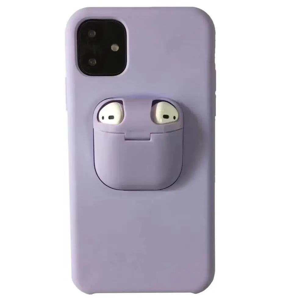 

2 In 1 Phone Case For Iphone 11 Pro Waterproof Silicone Case With airpod holder