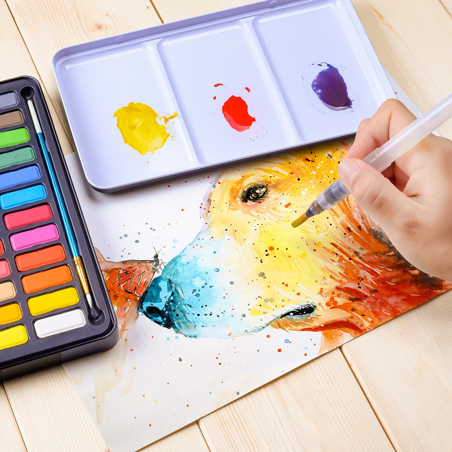 LE Color коробка акварельных красок color Paint Box разноцветная портативная мини-краска