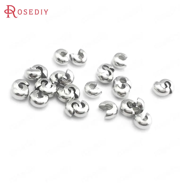 100 шт. Диаметр 4 5 мм высота 3 Серебряный Цвет Латунь отверстия бусины станция