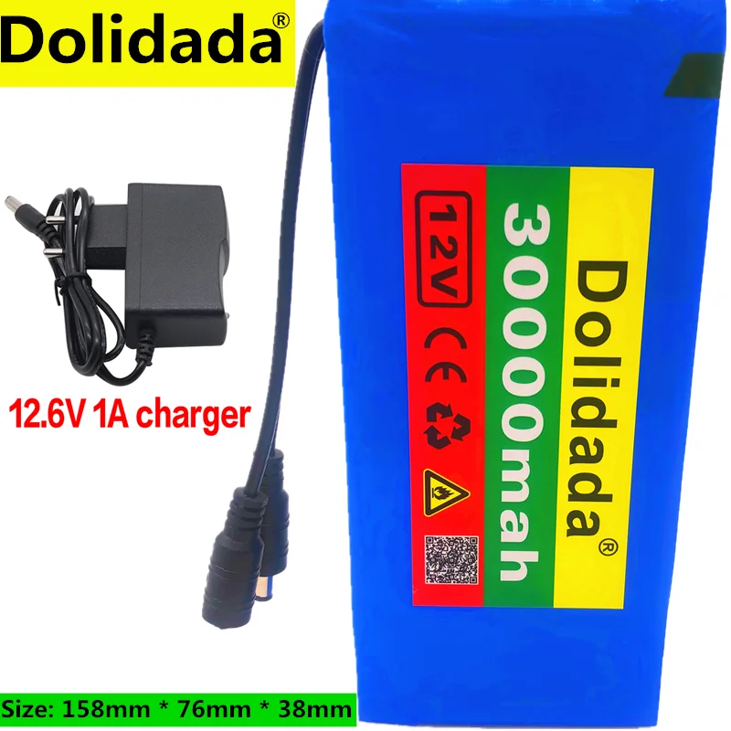 

High Quality Super Rechargeable Portable Lithium-ion Battery DC 12V 30000mAh With US or EU Plug 12.6v 3.0Ah battery pack+charger
