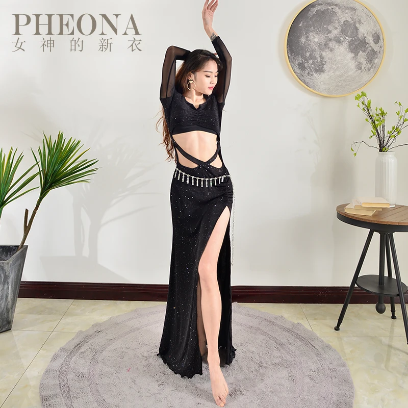 

2021New Belly Dance Female Adult Practice Clothes belly dance Long Skirt Professional Performance Clothes conjoined suits B51