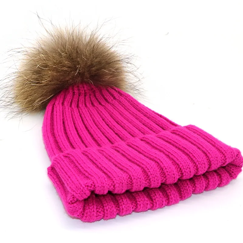 Зимние теплые шапки для женщин Skullies Beanies Pom толстые вязаные мягкие Меховые с