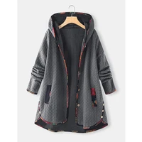 autumn and winter 2021 new hooded cotton padded jacket loose and printed long sleeve cotton padded jacket for women qn