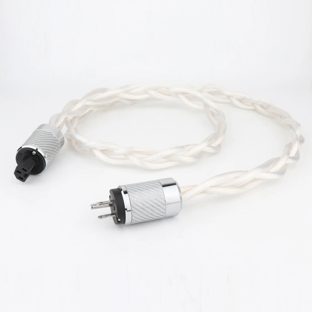 5n Occ Single Crystal Us &amp Eu Ac Audiophile Audio Amplifier Dac Filter Hifi Silver Power Cable Carbon Fiber Rhodium Plating Plug |