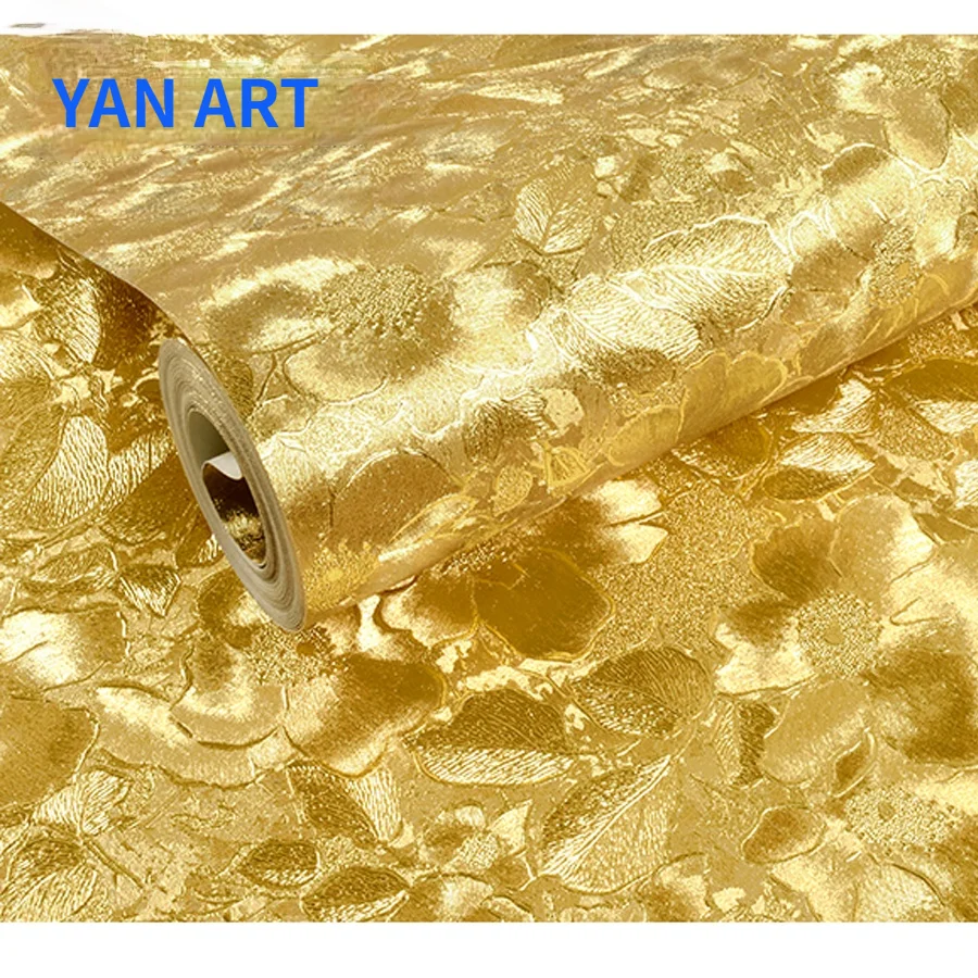 

3D Stereoscopic Relief Gold Foil Wallpaper For Living Room Bedroom Ceiling Luxury Gold Silver Glitter Wallpaper Wall Covering