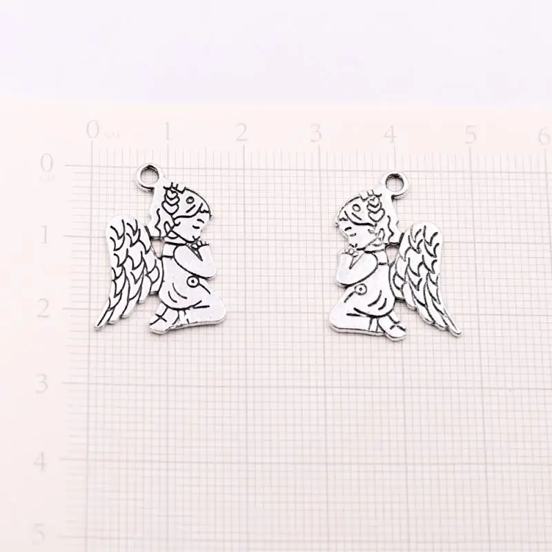 10 шт. серебристого цвета металлические подвески Крылья ангела для ювелирных