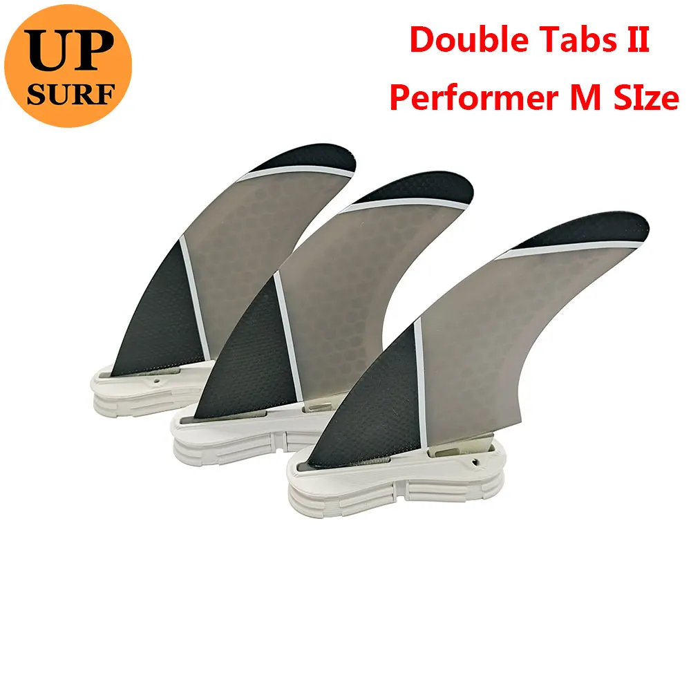 

Surf Fins Double Tabs 2 Fins PM-M Yellow/Grey/Blue Double Tabs 2 Tri fin set Fiberglass Honeycomb tri fins Upsurf surfboard fins
