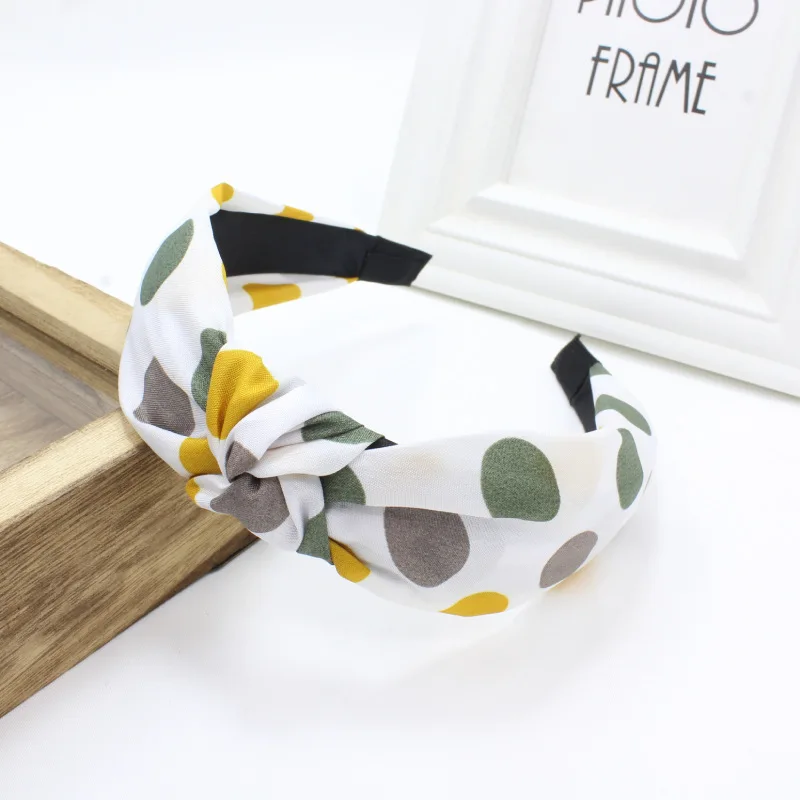 Повязка на голову женская в горошек тюрбан с узлом элегантный аксессуар