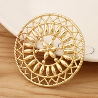 5 pieces gold plated filigree flower large round charms pendants for jewellery making accessories 47x47mm