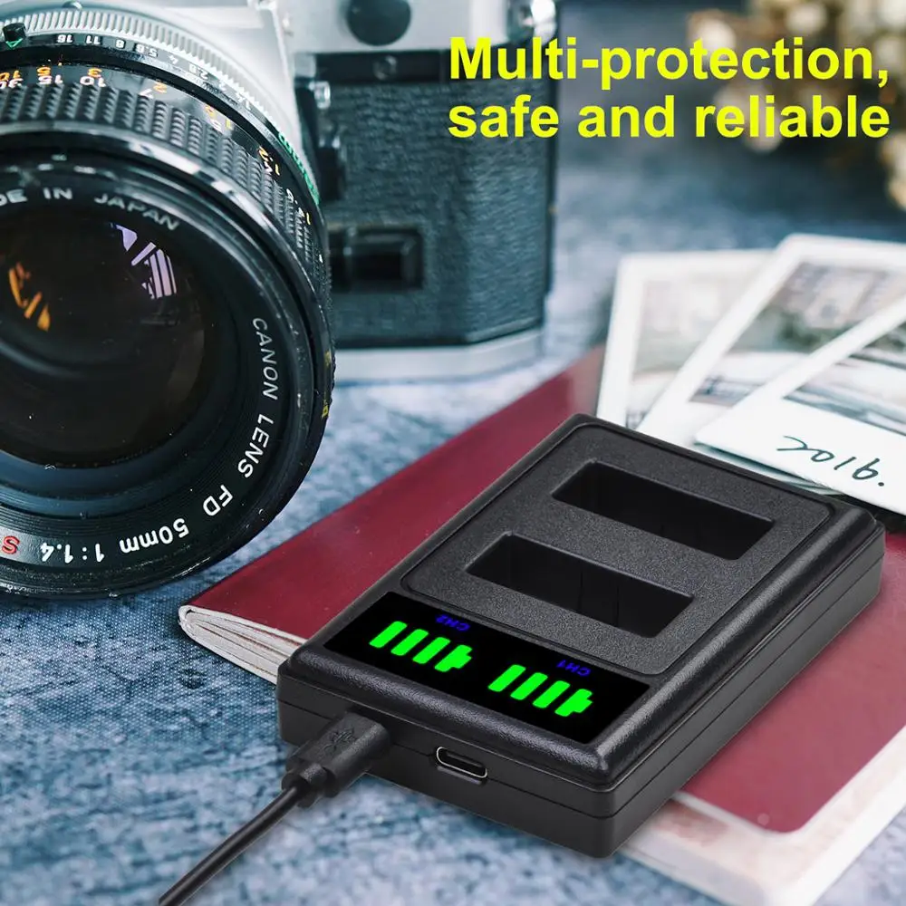 Аккумуляторная батарея Batmax 1800 мАч LP-E12 LPE12 + двойное зарядное устройство USB со