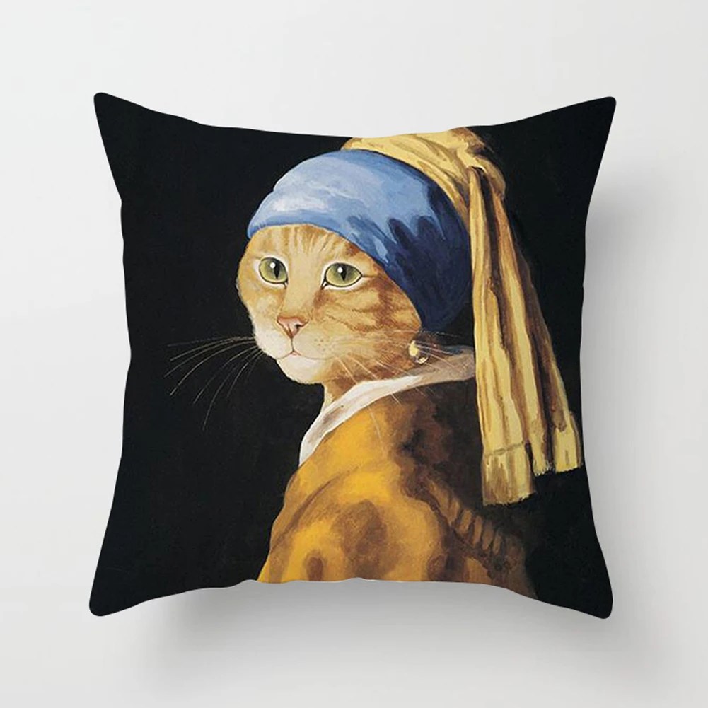 Забавный мультяшный Кот персиковая кожа наволочка Чехол 45x45 см Милый принт с