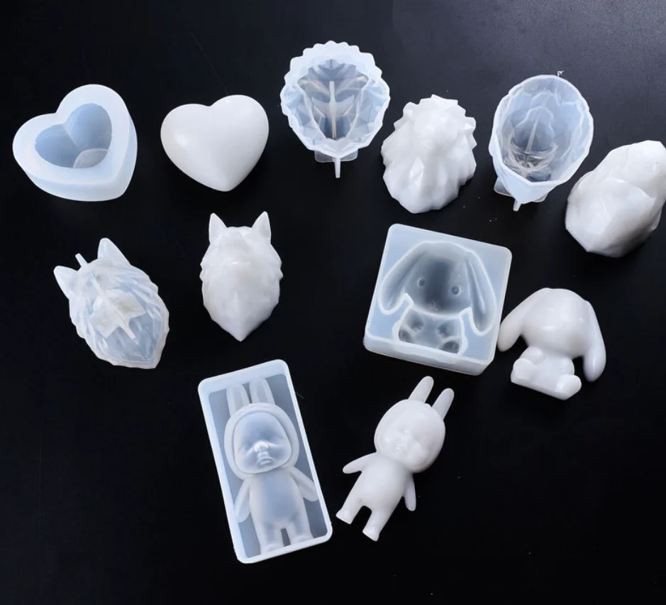 

Epoxy Resin Candle Mold Craft Souvenir Wolf Lion Orangutan Love Sleeping Baby Lop Ornament DIY Silicone Decorative Accessory