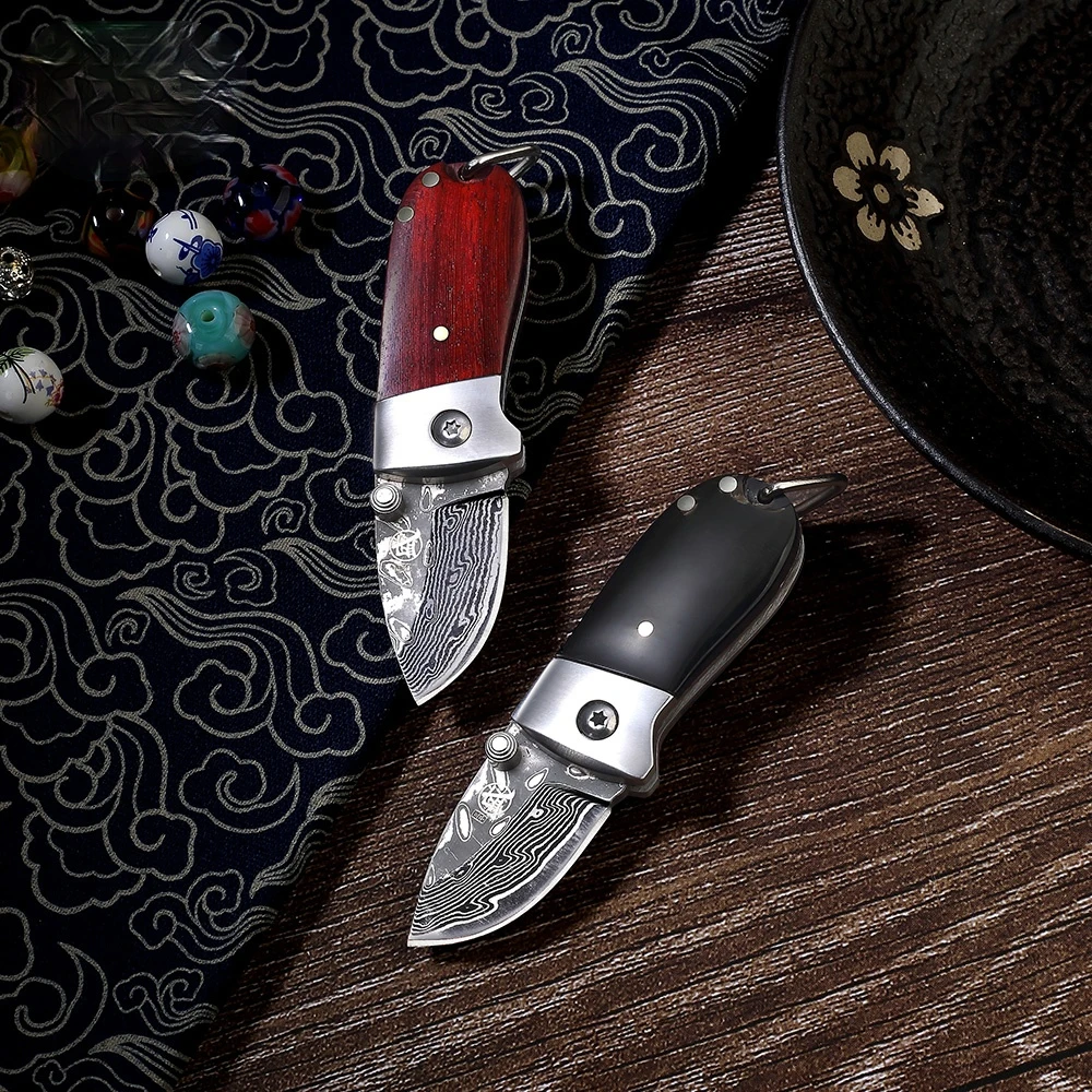 

Складной нож для фруктов, дамасская сталь, портативный мини-нож для нарезки фруктов и овощей, карманный, аксессуары для выживания в дикой пр...