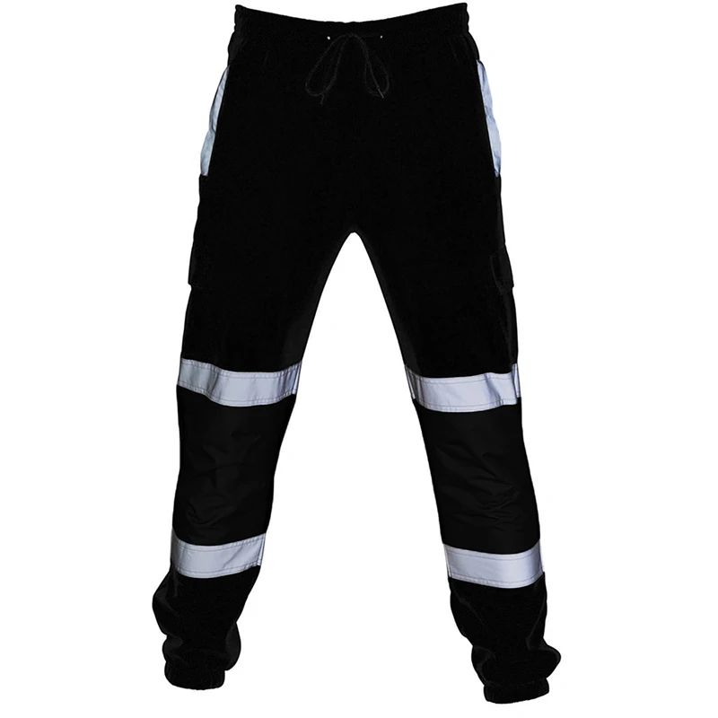 

Men's Autumn Casual Work Clothes With Reflective Stripe Ankle Banded Pants Tracksuit Trousers Clothes 2021 Summer Spring Plus