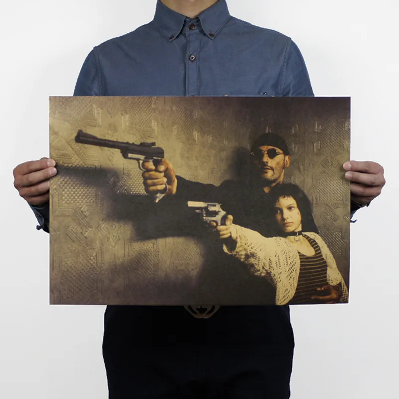 

Vintage Kraft Paper Poster of Classic Action Movie Leon: The Professional Films Stills Sticker for Bar Room Wall Decor 51x35.5cm