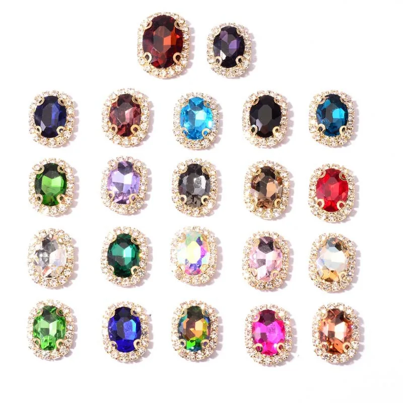 Стразы для шитья s золотистое основание с когтями хрустальные стразы овальные