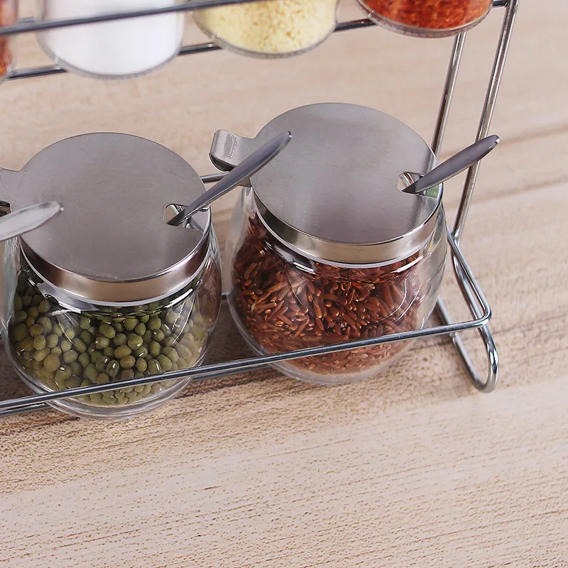 Стеклянная кухонная утварь емкость для специй соли домашняя комбинированная