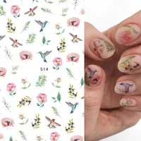 2021 new 3d nail art stickers bohemia leaf birds flowers image nails stickers for nails sticker decorations manicure
