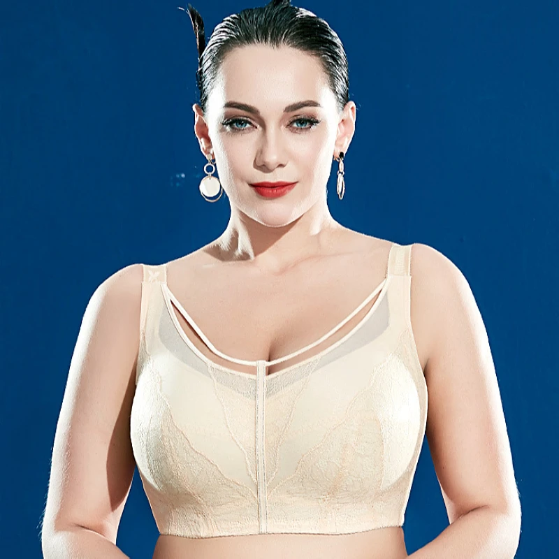 Women's Plus Size Minimizer Bra Full Coverage Non-Padded Wire Free Underwear Colors Lingerie For Female B C D E F G H I J Cup bh