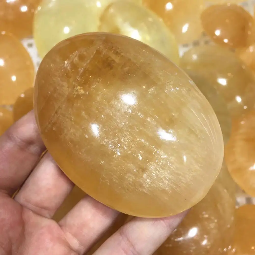Натуральный желтый кальцит кварцевый кристалл пальмовый камень чакра