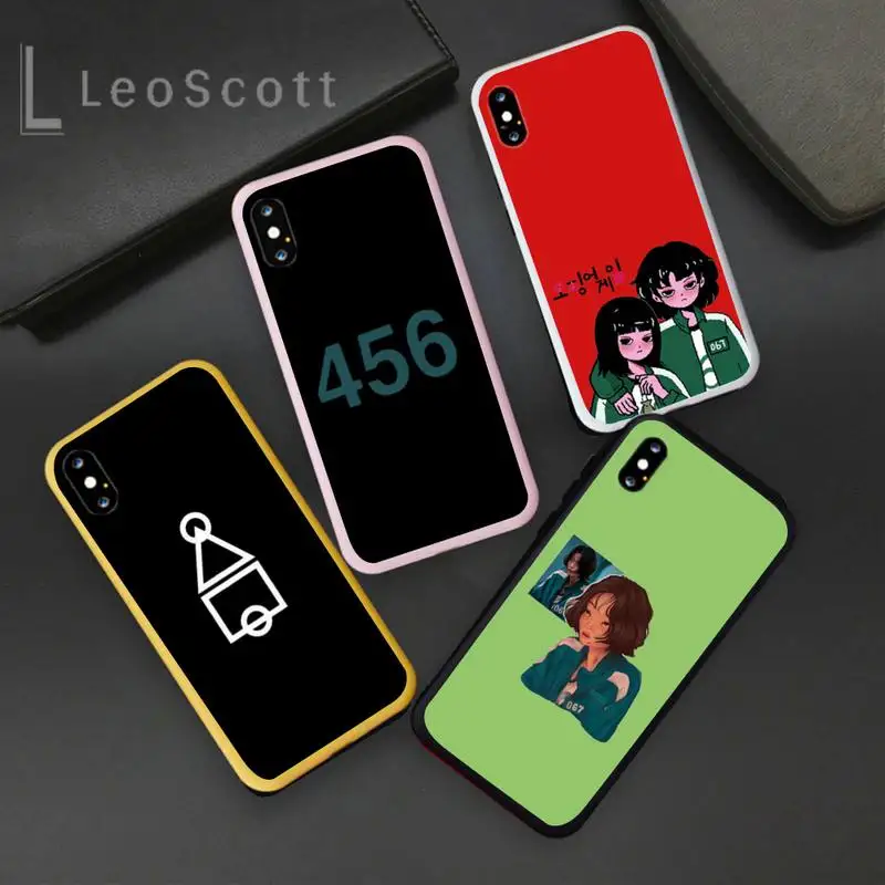 

игра кальмара Phone Case Candy Color Phone Case for iPhone 11 12 pro XS MAX 8 7 6 6S Plus X 5S SE 2020 XR