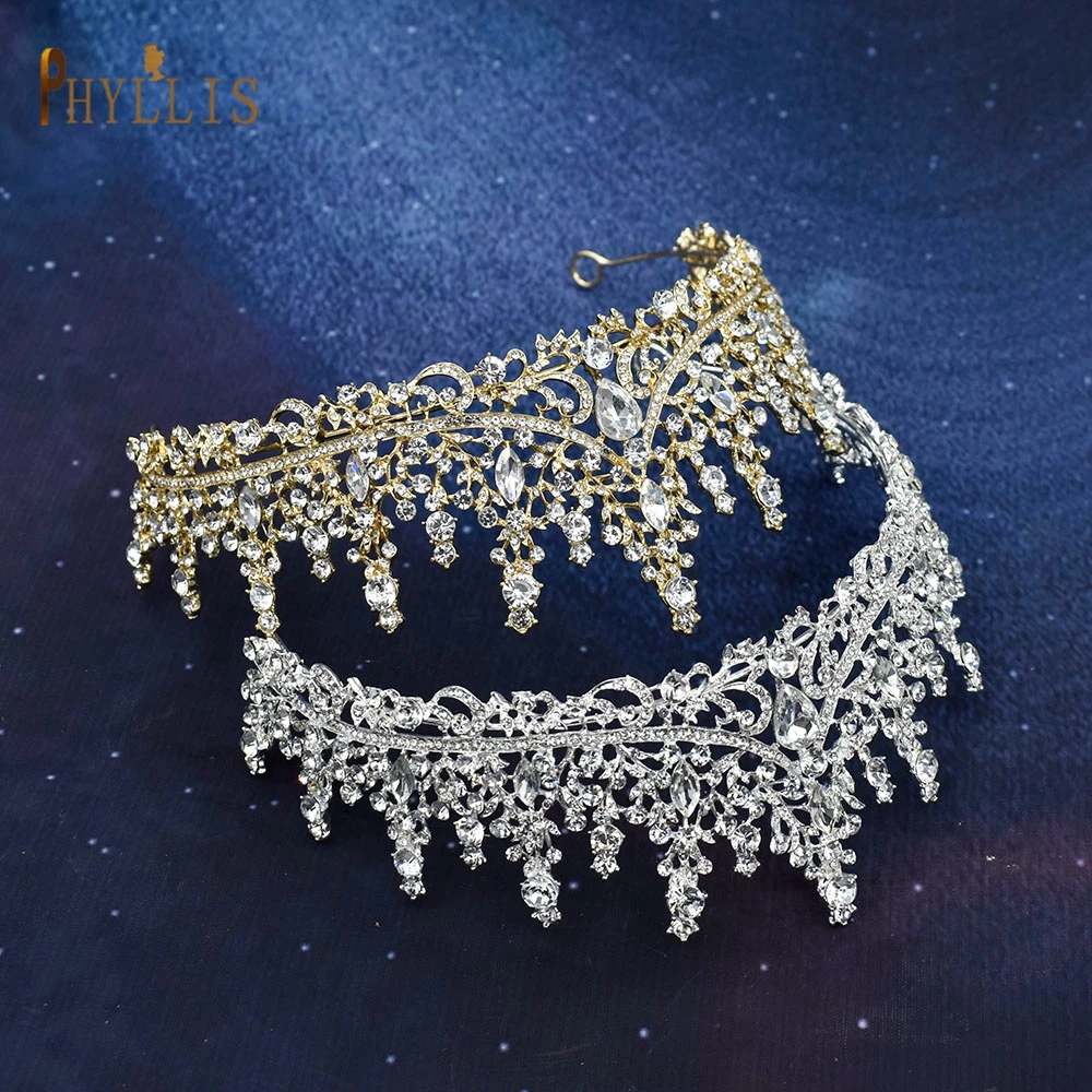 

A158 Silver Gold Wedding Tiaras and Crowns Bride Headpiece Hair Jewelry Rhinestone Bridal Headwear Luxury Women Hair Fascinator