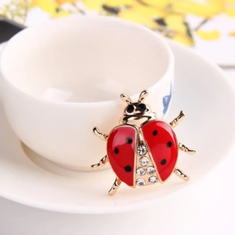 

Mini Cute High-grade handmade oil insect brooch fashion animal brooch rhinestone female jewelry ladybug brooch Sale