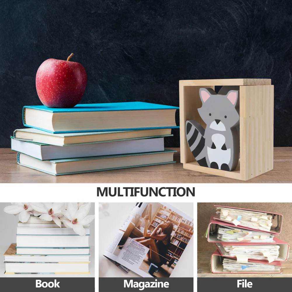 

1 Pair Cartoon Raccoon Book Holders Lovely Bookends Desktop Book Organizer