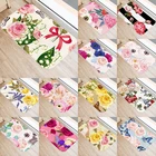 Цветной коврик с цветочным узором для входа в кухню 40*60, коралловый бархатный ковер, коврик для двери, комнатные коврики, Противоскользящий коврик 48062-2