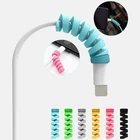6 цветов силикагелевое зарядное устройство USB мягкий предотвращает поломку спиральный мягкий кабель защитный чехол для Apple iPhone 9 11 12 X защита