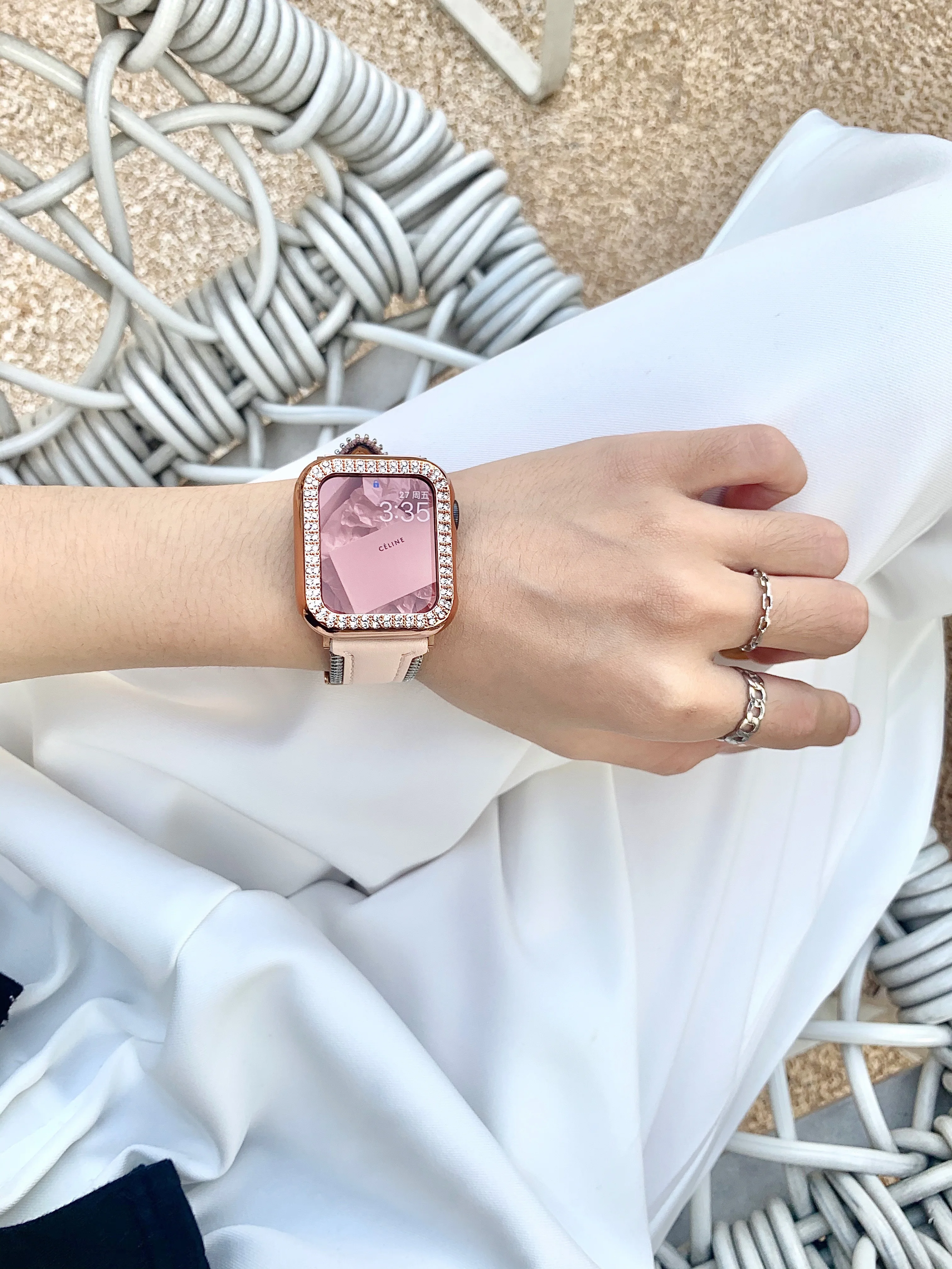 100% Genuine Leather strap + Case For Apple watch band 44mm 40mm 38mm 42mm 41mm 45mm  iWatch Series 1 2 5 4 3 se 6 7 bracelet