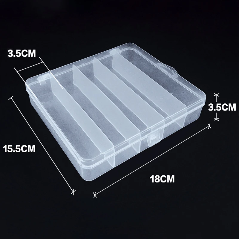 

18 X 15.5 X 3.5CM Fishing High Quality Gear Five-box Fishing Gear Accessories Plastic Box Organizer Container Fish Accessory Box