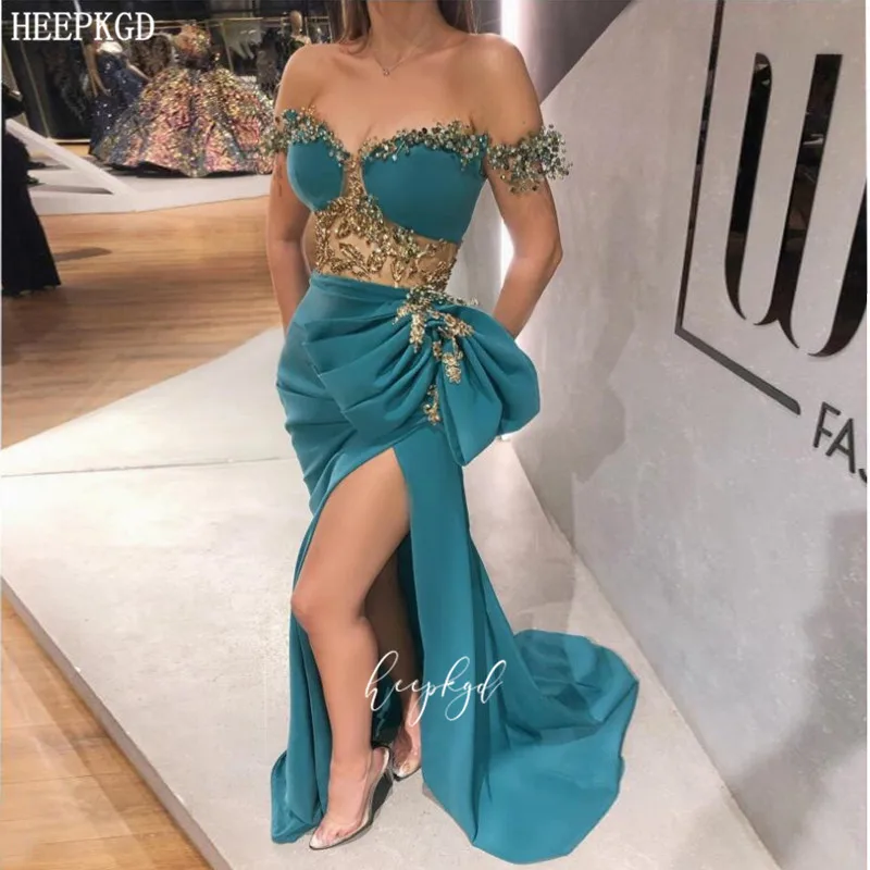 Бирюзовое сексуальное арабское вечернее платье русалка милое атласное длинное