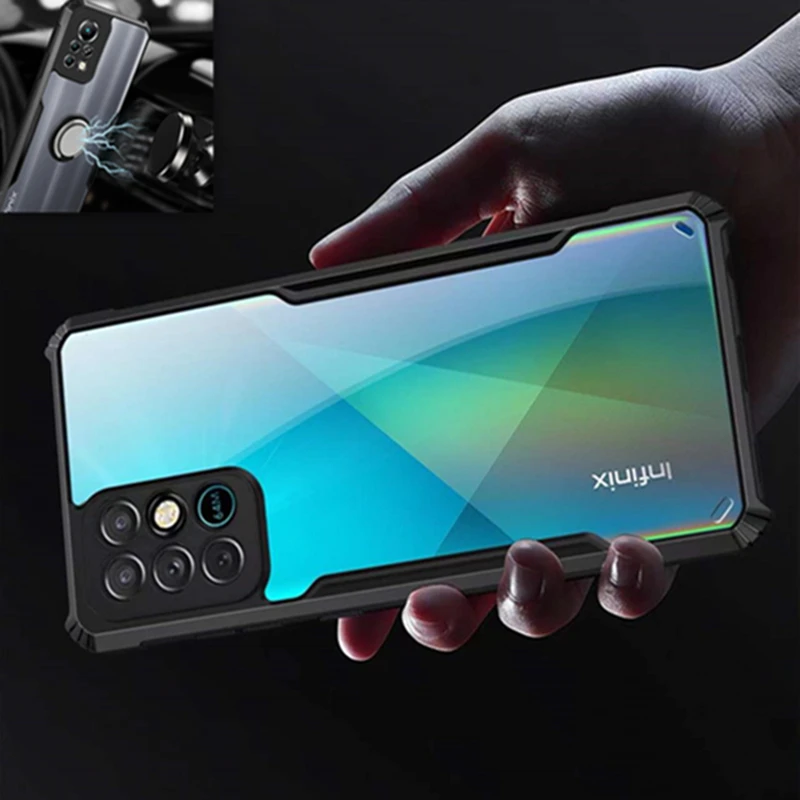 for infinix hot 11 s hot 10 9 play cover magnetic car holder phone case infinix note 11 pro 10 8 7 clear shockproof armor bumper free global shipping