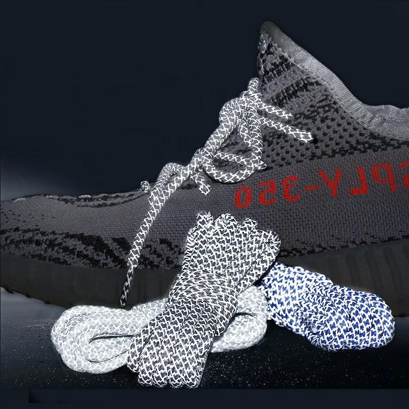 1 Pair Round Shoelaces Top Quality 3M Reflective Shoe laces Boot Laces Sneaker Shoelace 19 Colors Length 100cm 120cm 140cm 160cm